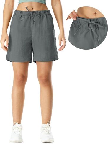 icyzone Women's Athletic Lounge Shorts, Running Hiking Casual Shorts with Pockets 6" Quick Dry Summer Outdoor in Saudi Arabia
