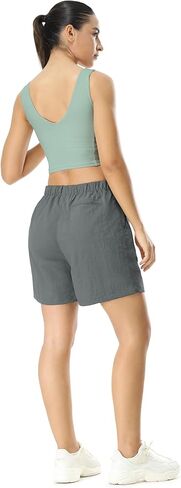 icyzone Women's Athletic Lounge Shorts, Running Hiking Casual Shorts with Pockets 6" Quick Dry Summer Outdoor in Saudi Arabia