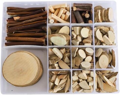 ChooseInOne Log Handmade DIY Wood Craft Kits for Kids Wooden Unfinished Toys Paint Art Garden Playset Bulk Sticks Loose Parts Materials 250g(Medium), YMDIY-KIT250-MED in Saudi Arabia