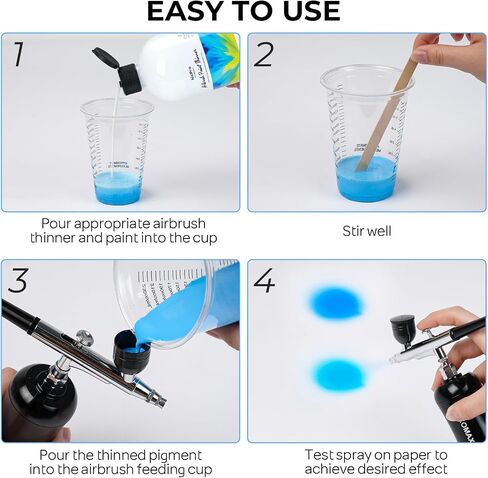Nicpro Airbrush Thinner, 8.45 oz Water-Based Airbrush Medium, Acrylic Air Brush Paints to Improve Color Flow, for Model, Wood, Canvas, Metal, Plastic, Leather, for Beginners & Artists in Saudi Arabia
