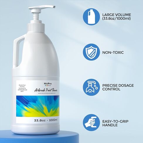 Nicpro Airbrush Thinner, 8.45 oz Water-Based Airbrush Medium, Acrylic Air Brush Paints to Improve Color Flow, for Model, Wood, Canvas, Metal, Plastic, Leather, for Beginners & Artists in Saudi Arabia