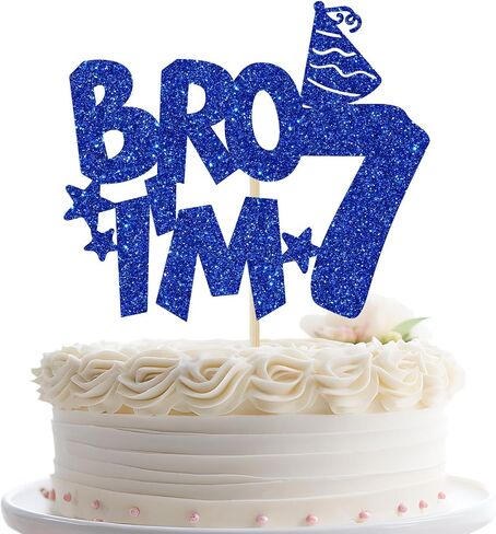 Bro I'm 12 Cake Topper, Happy 12th Birthday Cake Topper, Official 12 Pre-Teen Cake Topper, Happy 12th Birthday Party Decorations, Cheers to 12 Years Old Blue Glitter in Saudi Arabia