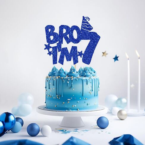Bro I'm 12 Cake Topper, Happy 12th Birthday Cake Topper, Official 12 Pre-Teen Cake Topper, Happy 12th Birthday Party Decorations, Cheers to 12 Years Old Blue Glitter in Saudi Arabia