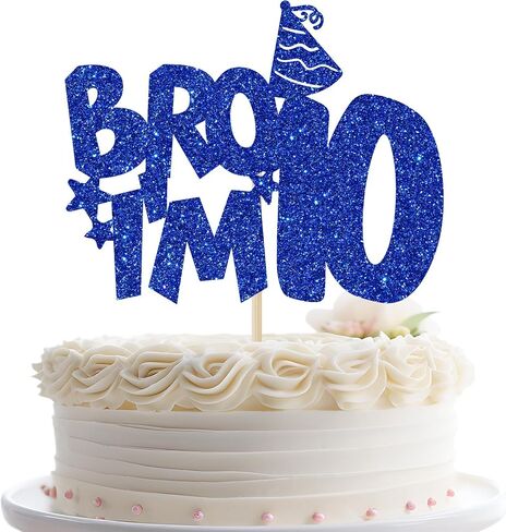 Bro I'm 12 Cake Topper, Happy 12th Birthday Cake Topper, Official 12 Pre-Teen Cake Topper, Happy 12th Birthday Party Decorations, Cheers to 12 Years Old Blue Glitter in Saudi Arabia