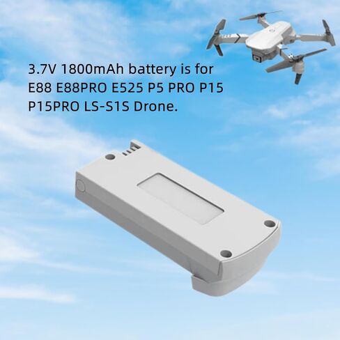 3.7V 1800MAH بطارية قابلة لإعادة الشحن لـ E88PRO E99 E99PRO E525 P5 PRO P15 P15PRO LS-S1S V88 بطارية استبدال بطارية كواكوبتر مع كابل شحن USB (أسود) in Saudi Arabia