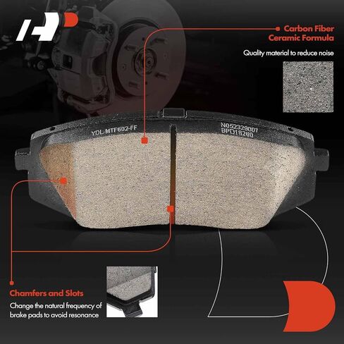 A-Premium Front Ceramic Disc Brake Pads Set Compatible with Hyundai Sonata 2015-2019, Kona Electric 2019-2022 & Kia Optima 2016-2020, Niro EV 2019-2022, 1.6L 2.0L 2.4L BATTERY EV (EV/BEV), 4 Pcs in Saudi Arabia