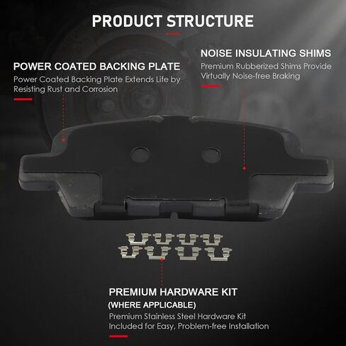 cciyu D1649 & D1415 Front & Rear Ceramic Disc Brake Pads Kit For INFINITI JX35 2013,For INFINITI QX60 2014-2019,For Nissan Murano 2015-2019,For Nissan Pathfinder 2013-2019 in Kuwait
