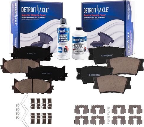 Detroit Axle-منصات الفرامل لـ 07-17 Toyota Camry 08-18 Avalon Lexus ES300H ، 07-18 ES350 ، 4 منصات الفرامل الخزفية الأمامية والخلفية 2008 2009 2010 2012 2014 2015 2015 2015 2017 استبدال in Saudi Arabia