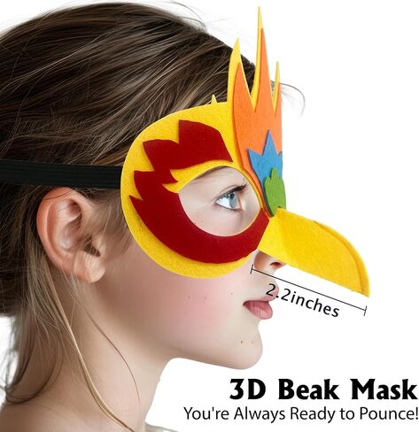 iROLEWIN Double-Sided Parrot-Bird-Wings-Costume for Kids 3D Bird Mask as Toddler Dress-up Rio Halloween Birthday Gifts Toys in Saudi Arabia