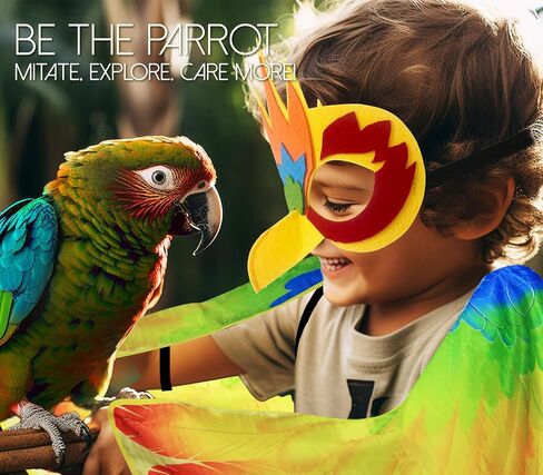 iROLEWIN Double-Sided Parrot-Bird-Wings-Costume for Kids 3D Bird Mask as Toddler Dress-up Rio Halloween Birthday Gifts Toys in Saudi Arabia
