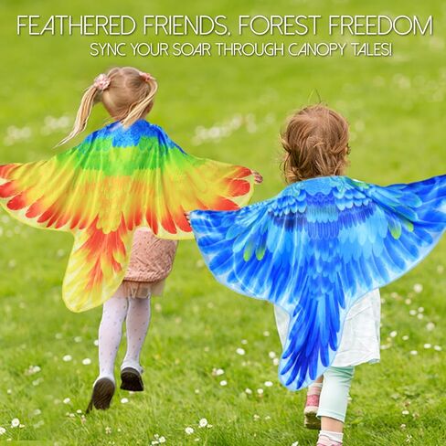 iROLEWIN Double-Sided Parrot-Bird-Wings-Costume for Kids 3D Bird Mask as Toddler Dress-up Rio Halloween Birthday Gifts Toys in Saudi Arabia