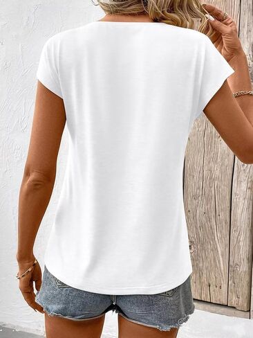 KKJ Womens Tank Tops Cap Sleeve U Neck Tops 2025 Summer Spring Casual Tee Fashion Clothes Loose Fit Basic Trendy T Shirts in Saudi Arabia