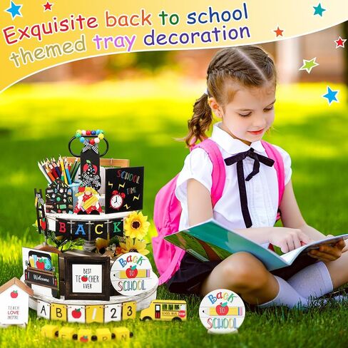 Mifoci 19 PCS العودة إلى المدرسة درج الديكور علامات الخشب تسجيل الدخول إلى المائدة المدرسية مركزية مزرعة ديكور طاولة ريفية للطالب الطالب المنضدة in Kuwait