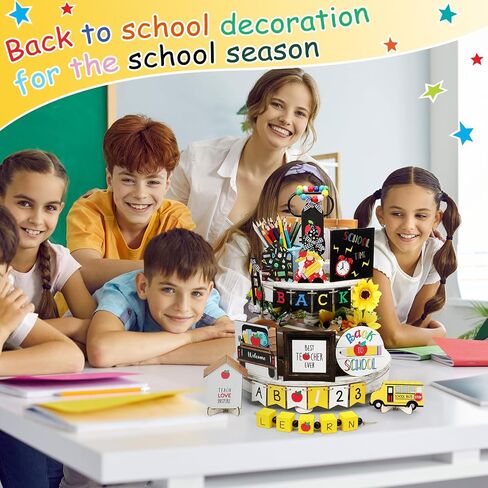 Mifoci 19 PCS العودة إلى المدرسة درج الديكور علامات الخشب تسجيل الدخول إلى المائدة المدرسية مركزية مزرعة ديكور طاولة ريفية للطالب الطالب المنضدة in Kuwait