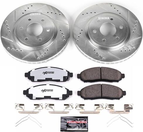 Power Stop K142-36 Front Z36 Truck & Tow Brake Kit, Carbon Fiber Ceramic Brake Pads and Drilled and Slotted Brake Rotors For Nissan Frontier Pathfinder Xterra | Suzuki Equator [Application Specific] in Saudi Arabia