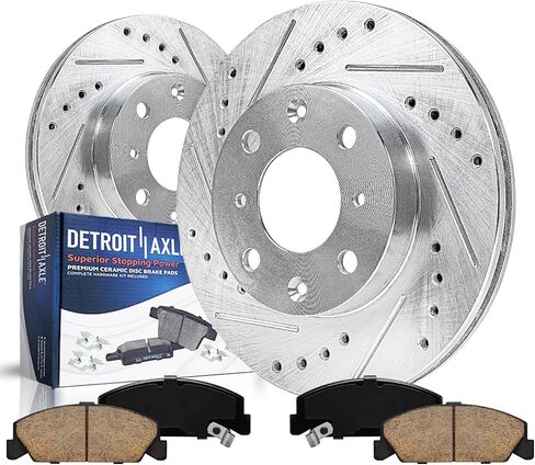 Detroit Axle-مجموعة الفرامل الأمامية لـ 90-00 Honda Civic ، 90-91 CRX ، محفورة ومزودة بالقرص الفرامل دوارات الفرامل السيراميك 1990 1991 1992 1993 1994 1995 1996 1997 1998 1999 2000 استبدال in Saudi Arabia