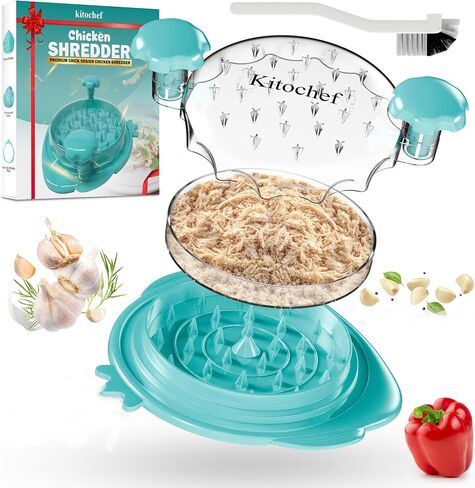 Chicken Shredder Tool Twist large With Brush, 10.5" 3 Layers Pro Meat Shredder, Strong Anti-Slip Stripe, Efficient Chicken Breast Shredder, Ergonomic Handle, BPA Free, Visible Chicken Grinder Machine in Saudi Arabia