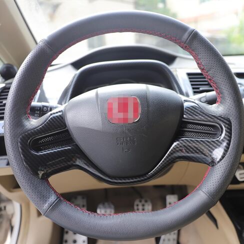 Red Black Carbon Fiber Pattern Wheel Trim Cover Cover Insorial Decoration Accessories Fit to Fit for Honda Civic 2006 2007 2008 2010 2011 (Black A) in Kuwait