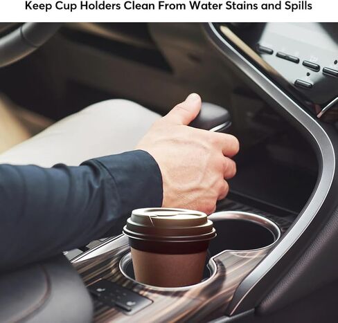 Wood Grain Car Cup Holder Coaster Set - 2 Pieces Absorbent Ceramic Artistic Automatic Marble Coasters for Coffee and Drinks (Wood 02) in Saudi Arabia