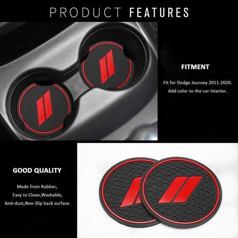 Auovo Anti dust Mats for Journey Accessories 2021 2020 2019 2018 2011-2020 Custom Fit Center Console and Cup Holder Liners Mats(Red) in Saudi Arabia