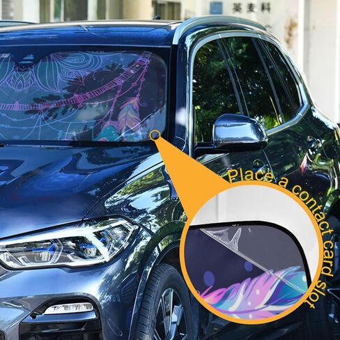 Indian Dream Catcher Feather Boho Windshield Sun Shade Blocks UV Rays Sun Visor Protector Sunshade Accordion Folding Sun Reflector Auto for Car Truck SUV to Keep Your Vehicle Cool in Saudi Arabia