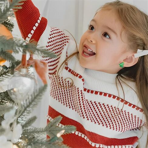 20G Christmas Tree Green Enamel Flat Screw Back Small Stud Earrings for Women Teens Colorful CZ Surgical Steel Cartilage Piercing Sleeper Studs Hypoallergenic for Sensitive Ears Festival Party Gift Her Daughter in Saudi Arabia