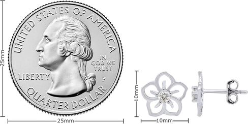 Savearth Diamonds 1/10 CATAT REOL CUT LAB الذي تم إنشاؤه مويسانيت ماس زهرة عشيق في حلق الذهب 14K مطلي 925 المجوهرات الفضية الاسترليني للنساء (وضوح VVS1 ، 0.10 CTTW) in Saudi Arabia