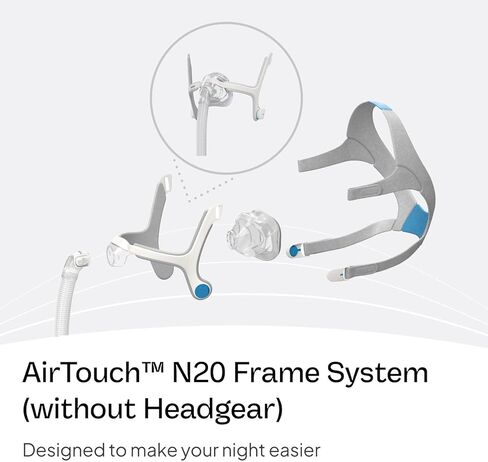 ResMed AirTouch N20 - Premium CPAP Accessories, Including Nasal Cushion, Elbow & Frame System - Headgear Not Included - Large in Kuwait