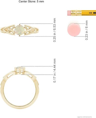 Angara Natural Solitaire Round Opal Celtic Knot Ring in Silver / 14K Solid Gold/Platinum | October Birthstone, Birthday, Engagement, Anniversary, Wedding Jewelry Gift for Women in Saudi Arabia