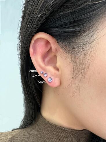 Titanium Earrings for Women Stud Earrings Dainty 5A+ Cubic Zirconia Earrings Studs Hypoallergenic Earrings for Sensitive Ears in Saudi Arabia