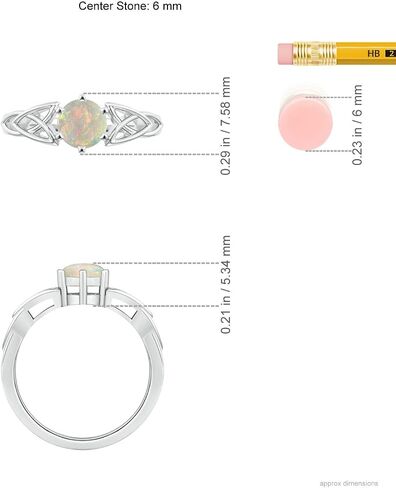 Angara Natural Solitaire Round Opal Celtic Knot Ring in Silver / 14K Solid Gold/Platinum | October Birthstone, Birthday, Engagement, Anniversary, Wedding Jewelry Gift for Women in Saudi Arabia
