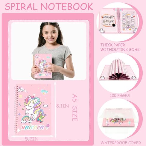 9 Pcs Cute Cartoon Ballpoint Pens Set–Kawaii Unicorn & Princess Ball Point Pen, 50 Stickers, Sticky Notes, Perfect Back-to-School Supplies Gift for Kids & Teens Easter Gift in Saudi Arabia