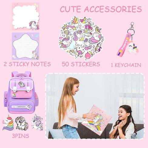 9 Pcs Cute Cartoon Ballpoint Pens Set–Kawaii Unicorn & Princess Ball Point Pen, 50 Stickers, Sticky Notes, Perfect Back-to-School Supplies Gift for Kids & Teens Easter Gift in Saudi Arabia