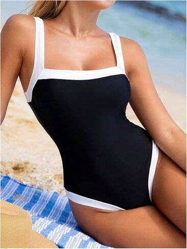 Wdirara Women's One Piece Swimsuit Control Control Suits Suits Color Block Switchedwear in Kuwait
