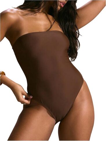 Wdirara Women's One Piece Swimsuit Bandeau Bandeau Suits Suits Control Control in Kuwait