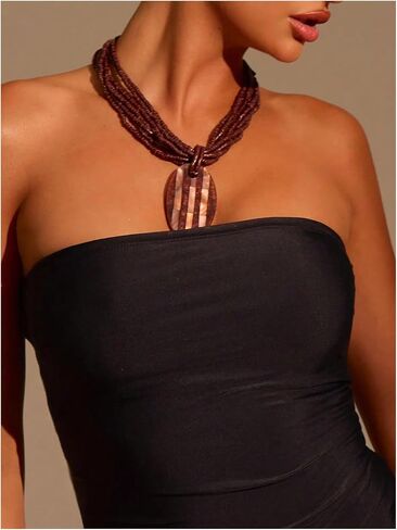 Wdirara Women's One Piece Swimsuit Bandeau Bandeau Suits Suits Control Control in Saudi Arabia