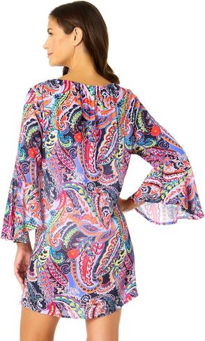 Women's Paisley Parade Bell Sleeve Tunic Swimsuit Cover Up in Saudi Arabia