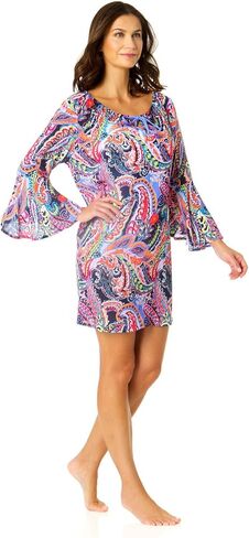 Women's Paisley Parade Bell Sleeve Tunic Swimsuit Cover Up in Saudi Arabia