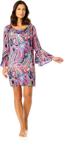 Women's Paisley Parade Bell Sleeve Tunic Swimsuit Cover Up in Saudi Arabia