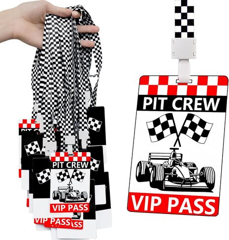 25 مجموعة من بطاقات Racing VIP Pass مع بطاقات Racing Lanyards Bulk PVC VIP Pass مع حبل أبيض وسوداء لحدث Gamer Race Car Party Fast One Party Supplies （Black） in Kuwait