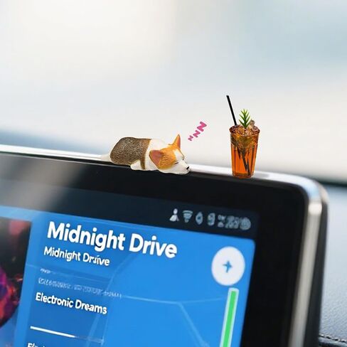 نوم Corgi & Ice Americana Dashboard Decorations ، زخرفة مرآة الرؤية الخلفية الكلب اللطيف ، والملحقات الداخلية للسيارات للنساء الرجال in Kuwait