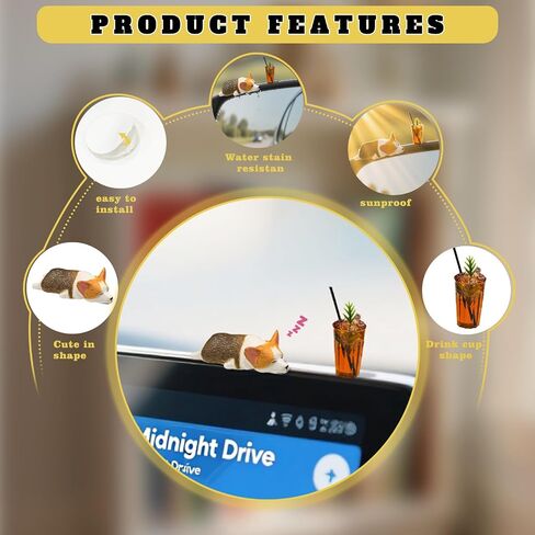 نوم Corgi & Ice Americana Dashboard Decorations ، زخرفة مرآة الرؤية الخلفية الكلب اللطيف ، والملحقات الداخلية للسيارات للنساء الرجال in Kuwait