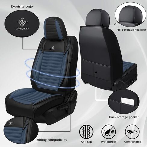 Car Seat Cover Fit for Subaru Forester 2000-2025 2026 Breathable and Waterproof Faux Leather Fashion Seat Covers,Non-Slip Easy to Install Car Interior Covers(Black&Blue,Full Set) in Saudi Arabia