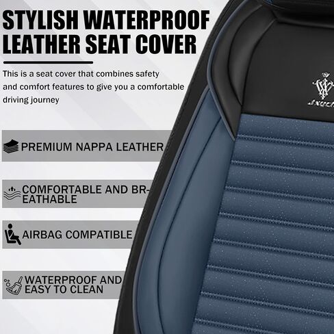 Car Seat Cover Fit for Subaru Forester 2000-2025 2026 Breathable and Waterproof Faux Leather Fashion Seat Covers,Non-Slip Easy to Install Car Interior Covers(Black&Blue,Full Set) in Saudi Arabia