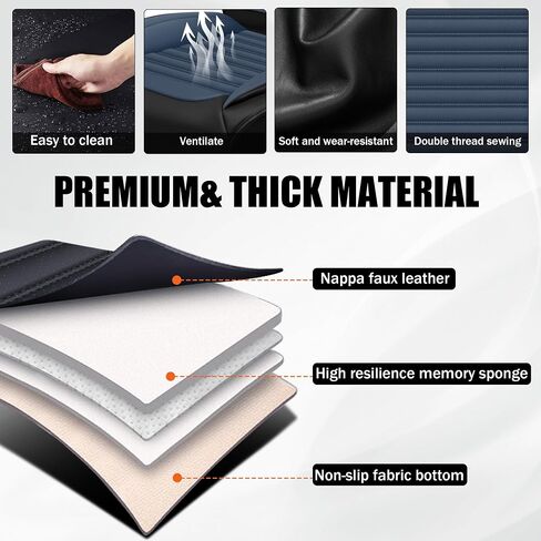 Car Seat Cover Fit for Subaru Forester 2000-2025 2026 Breathable and Waterproof Faux Leather Fashion Seat Covers,Non-Slip Easy to Install Car Interior Covers(Black&Blue,Full Set) in Saudi Arabia