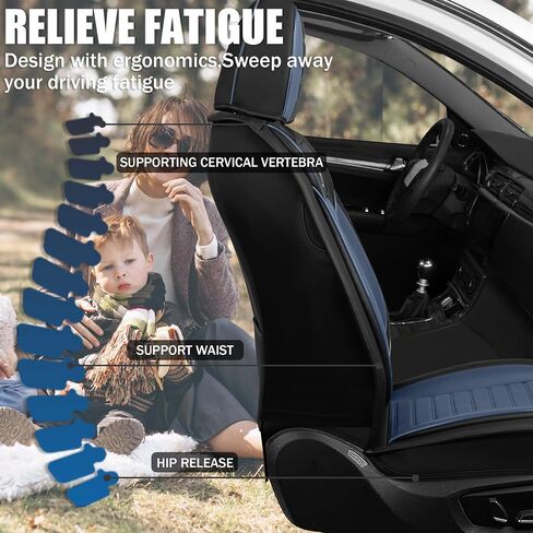 Car Seat Cover Fit for Subaru Forester 2000-2025 2026 Breathable and Waterproof Faux Leather Fashion Seat Covers,Non-Slip Easy to Install Car Interior Covers(Black&Blue,Full Set) in Saudi Arabia