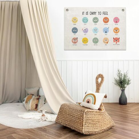 RBAFAO Mental Health Wall Decor Banner, Calming Corner Motivational Banner Flag for Nursery, Therapy Office, Classroom, Toddler Bedroom & Playroom, Boys Girls Room Decor, Positive Wall Hanging Art in Kuwait