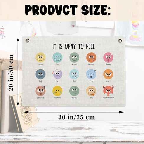 RBAFAO Mental Health Wall Decor Banner, Calming Corner Motivational Banner Flag for Nursery, Therapy Office, Classroom, Toddler Bedroom & Playroom, Boys Girls Room Decor, Positive Wall Hanging Art in Kuwait