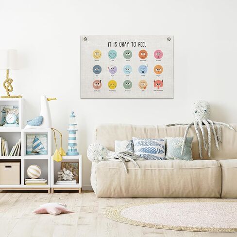 RBAFAO Mental Health Wall Decor Banner, Calming Corner Motivational Banner Flag for Nursery, Therapy Office, Classroom, Toddler Bedroom & Playroom, Boys Girls Room Decor, Positive Wall Hanging Art in Kuwait