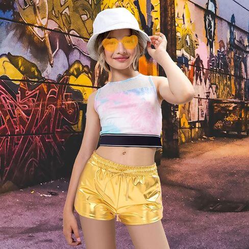 شورتات فتيات معدنية سراويل ساخنة لامعة للرقص الجمباز القصيرة اللامعة مع النظارات الشمسية in Kuwait